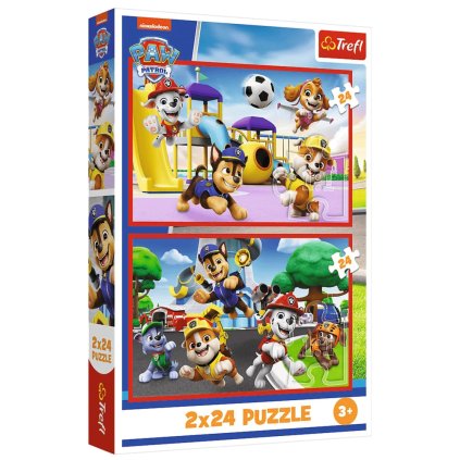 Puzzle - 2x24 - Psí den her - Tlapková patrola Trefl 34434