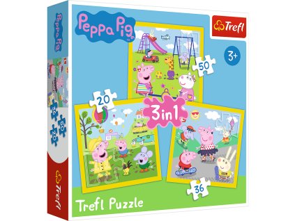 Puzzle - 3v1 - Veselý den Peppy - Prasátko Peppa Trefl 34849