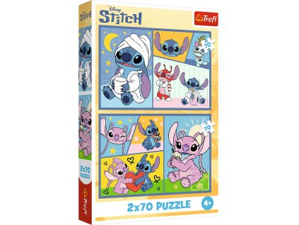 Puzzle 2x70 Se Stitchem nikdy není nuda - Disney Lilo a Stitch Trefl 34444