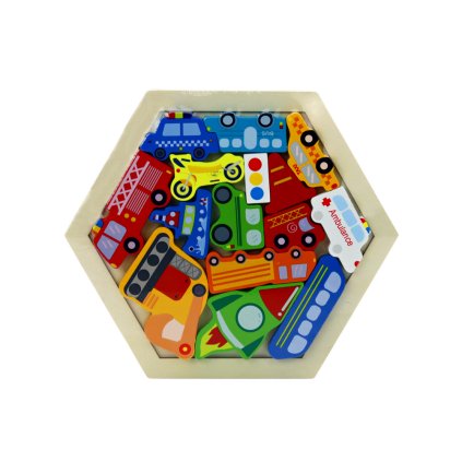 Rakety a Vozidla Dřevěné Puzzle Skládačka Barevné 15 ks