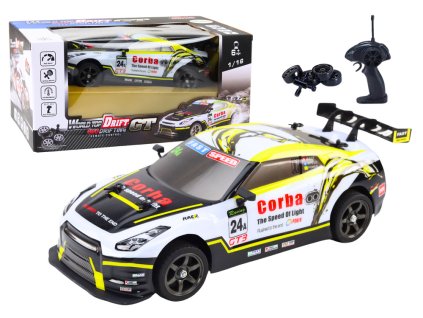 RC Sportovní Auto 1:16 Drift Vyměnitelná Kola Bílo-Žlutá