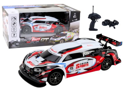 RC Sportovní Auto 1:16 Drift Výměnná Kola Bílo-Červená