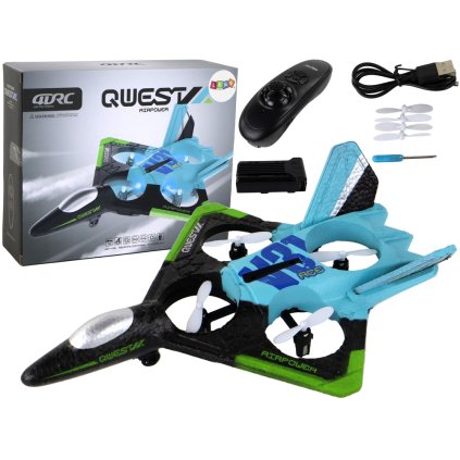 RC Stíhačka s Barevnými Světly Modrá