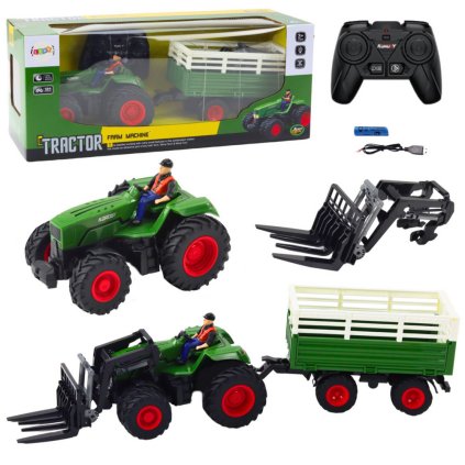 RC Zemědělský Traktor s Přívěsem a Vidlemi 2.4G