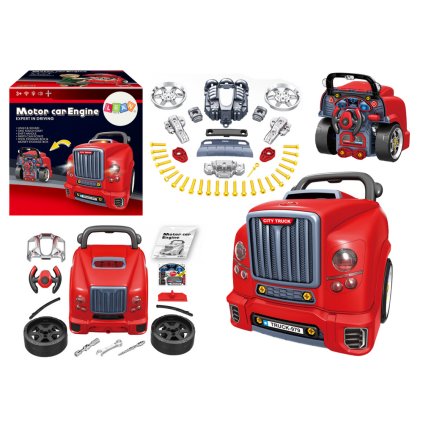 Rozebiratelný Červený Nákladní Vůz s Dílenskou Sadu pro Mladé Kutili