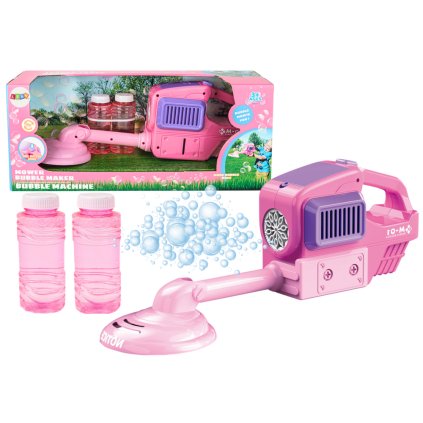 Růžová bublinková sekačka s bublinkovým generátorem a dvěma náplněmi