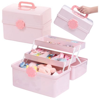 Růžový Organizér Krabička na Šperky a Kosmetiku 29x16x16 cm