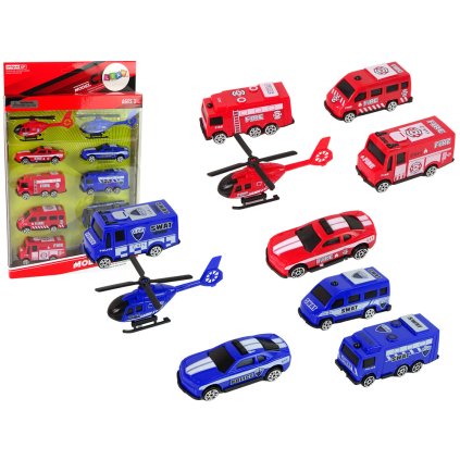 Sada 10 Modelů Záchranných Vozidel Policie Hasiči