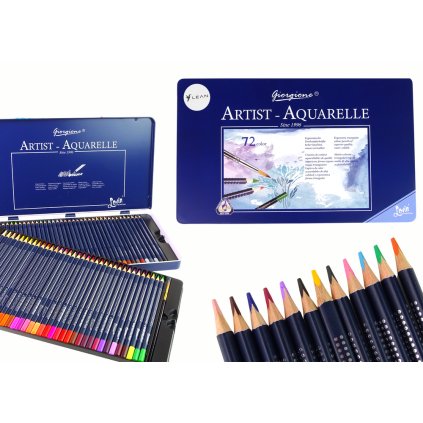 Sada 72 Akvarelových Pastelů Kovová Krabice
