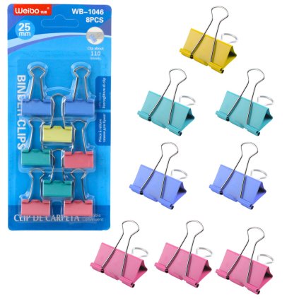 Sada Barevných Kancelářských Klipsů Pro Papír 8ks 25mm