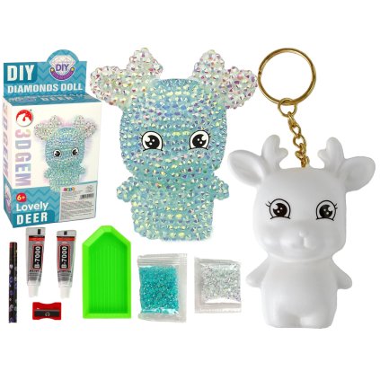 Sada DIY Diamantový Sob DIY Krystalky Klíčenka 3D Modrý