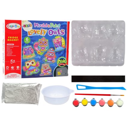 Sada DIY Malování Zářící Sovy Sádrové Magnety