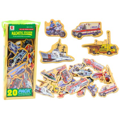Sada Dřevěných Magnetů Vozidla Lodě Letadla 20 Kusů