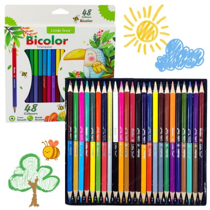 Sada Dvoubarevných Školních Trojúhelníkových Pastelky 48 Barev