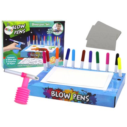 Sada Kreativní Foukací Fixy Pastelky Dinosauři