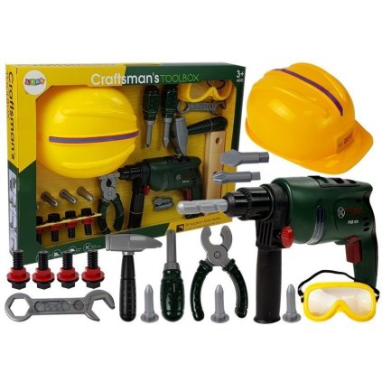 Sada Malého Kutila Vrtačka na Baterie Ochranné Brýle Přilba