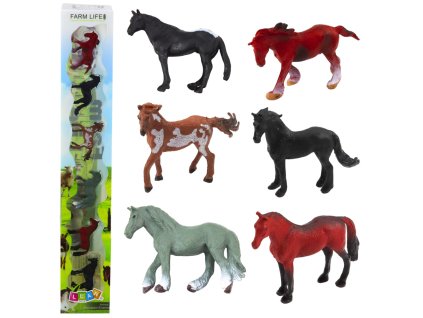 Sada Mini Figurky Koně Plemeno Hnědá Černá Šedá 5-6cm 6ks