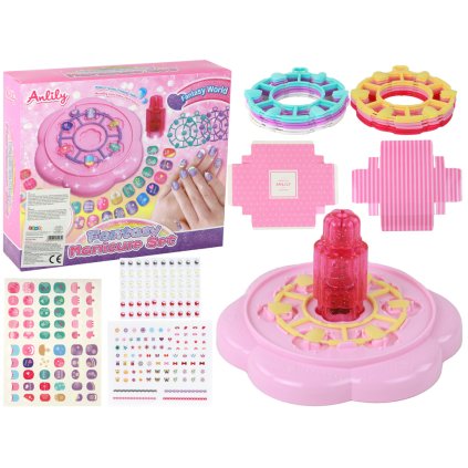 Sada na nehty Růžová Tipy Nálepky Diamanty