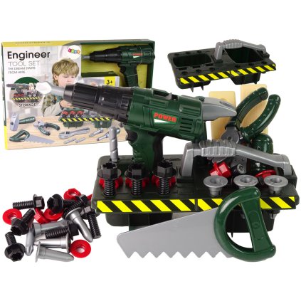 Sada pro Malého Kutila Organizer Aku Vrtačka na Baterie Zelená