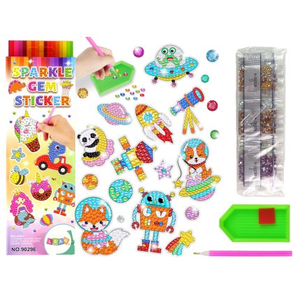 Sada Samolepek Diamantová Výšivka Vesmír Astronaut Mozaika