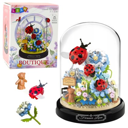 Stavební Kostky Květinová Kompozice s Beruškami v Kopuli 596 ks