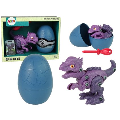 Stavebnice Dino Stygimoloch s Vejcem DIY Šroubovák Fialový