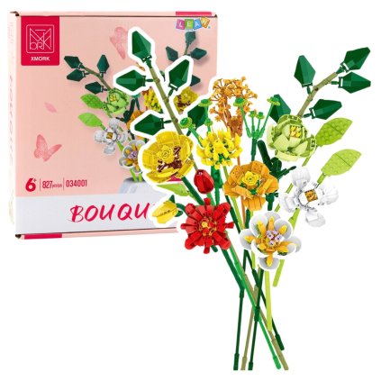 Stavitelské Kostky Dekorativní Kytice Barevné Květiny 827 ks