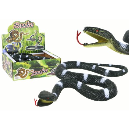 Strukturovaný Gumový Had Černý s Bílými Pruhy