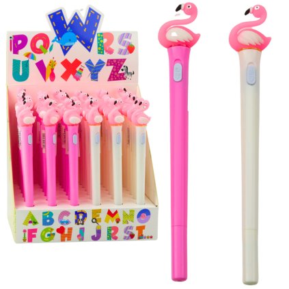 Svítící Růžový Plameňák Pero Modrý Inkoust 0,7mm Mix