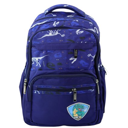Školní Batoh Dino S Nášivkou T-Rex Hrudní Pás Modrý 20L
