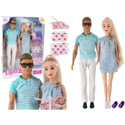 Těhotenská Panenka Rodina Chlapec Dívka Blond Vlasy