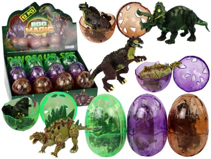 Vajíčko s figurkou dinosaura 3 barvy 9 cm