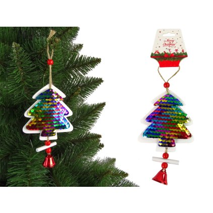 Vánoční Stromeček s Flitry Zvoneček Ozdoba na Stromek