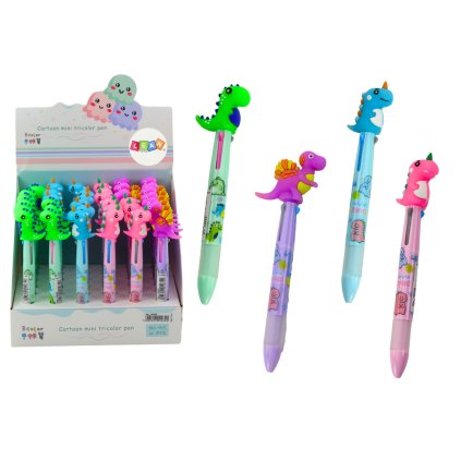 Vícebarevné propisovací pero se zipem 3 barvy Dinosaurus