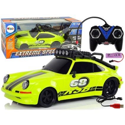 Závodní Auto 1:18 Zelené s Dálkovým Ovladačem a Náhradním Kolem