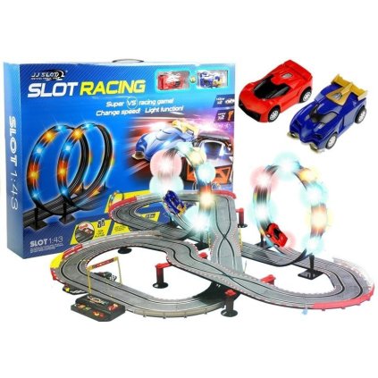 Závodní Dráha 2 Autíčka Slot Cars 1:43 Smyčka Světla