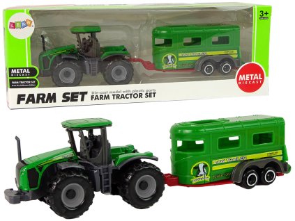 Zelený traktor s přívěsem