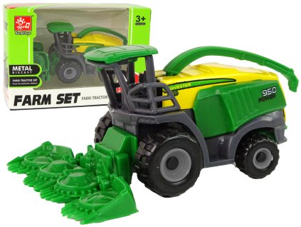 Zelený zemědělský traktor kombajn Malý