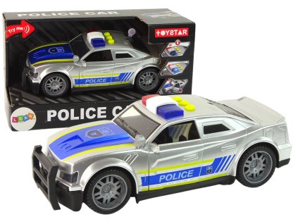 Policejní Auto 1:14 Světla Zvuky Stříbrné