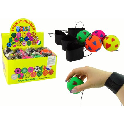 PU Míček na Gumičce 6 cm 4 Barvy Srdce