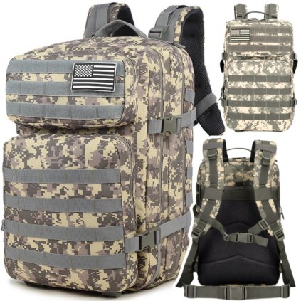 Šedý vojenský taktický batoh 40-60L