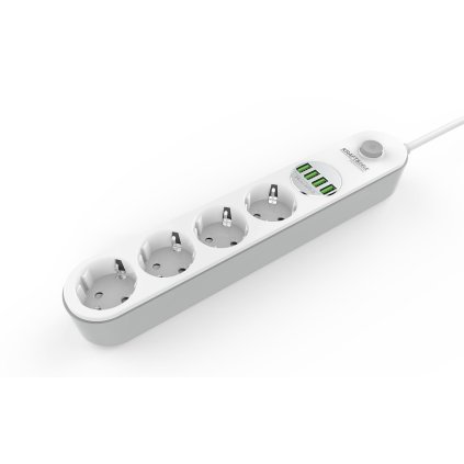 Prodlužovací kabel s USB 2 m, 4 zásuvky + 4x USBKD4030