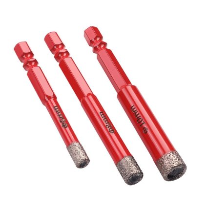 Sada diamantových vrtáků do dlažby, 3 kusy, HEX 6, 8, 10 mm KD12645