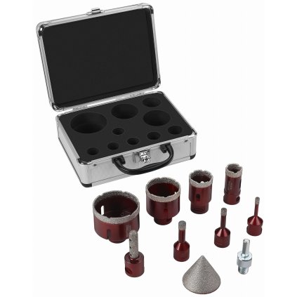 SADA DIAMANTOVÝCH VRTÁKŮ + KÓNICKÝ FRÉZA KD12642