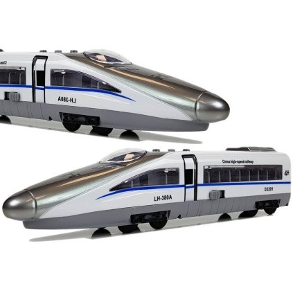 Bílý Pendolino vlak s natahováním, zvukem a světly