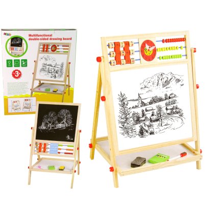 Dřevěná Dvoustanná Vzdělávací Tabule 2v1 Pro Děti