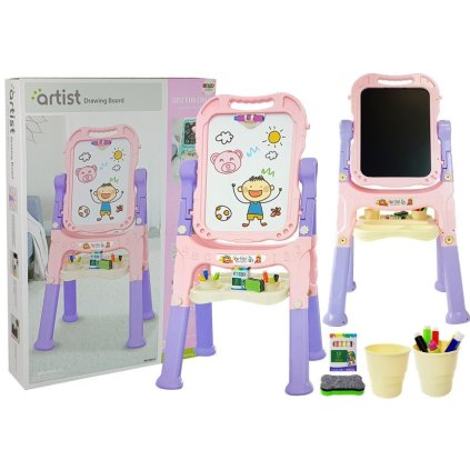 Dvoustranná Magnetická Křídová Tabule Růžovo-Fialová s Příslušenstvím