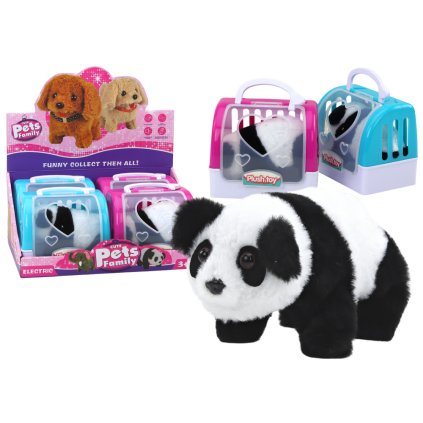 Interaktivní plyšová panda v nosiči Růžová Modrá