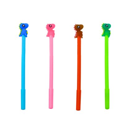 Pero s Dinosauří Zátkou Černá Náplň Mix Růžová Modrá 0,5mm