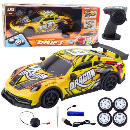 RC Sportovní Auto s Podsvícením a Drift Systémem - Žluté